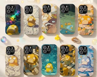 Funda para teléfono con diseño de Psyduck, funda de pato de anime kawaii compatible con iPhone 17 16 15 14 13 Pro Max, Samsung S25 S24 S23 Ultra