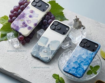 Funda para teléfono Blue Ice Cube, funda con estética Cool Frost compatible con MagSafe para iPhone 17 16 15 14 13 Pro Max, Samsung S25 S24 S23 Ultra