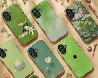 Funda para teléfono estilo cottagecore verde y adorable, con diseño de animales del bosque kawaii, compatible con iPhone 17 16 15 14 13 Pro Max y Samsung S25 S24 S23.