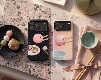 Funda para teléfono con diseño de postre de Kirby, funda de anime rosa kawaii compatible con iPhone 17 16 15 14 13 Pro Max, Samsung S25 S24 S23 Ultra