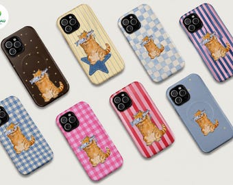 Funda para teléfono con diseño de pez gato naranja, funda protectora estilo Kawaii en tonos pastel (iPhone y Samsung)