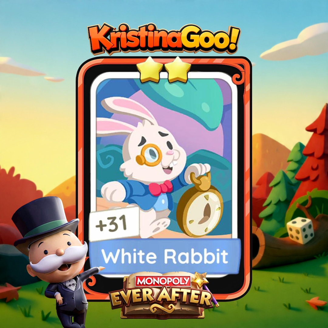 Monopoly Dancing Rabbit White Rabbit 2 Stars - Set 10 - Monopoly Go Sticker - Ever After Album ...