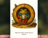Cottagecore Frog Encouragement Card, Cozy Self Care Printable, Frogcore Witchcore Art, Painterly Woodland Greeting (Instant Download)