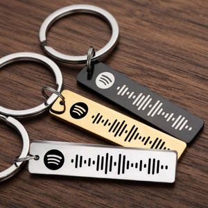 Personalized Spotify Code Keychain, Custom Song Engraved Music Keyring, Scannable QR Gift