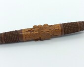 Antique Treen Black Forest Hand Carved Wooden Needle Case Etui Victorian