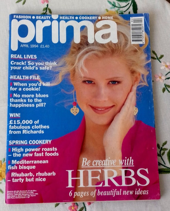 Vintage Prima Magazine April 1994 Fashion Cookery Crafts Knitting Sewing Patterns