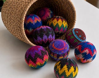 Handmade Crochet Hacky Sack, Colorful Footbag Ball, Multicolor Kick Ball, Boho Juggling Toy, Festival Fidget Ball Gift