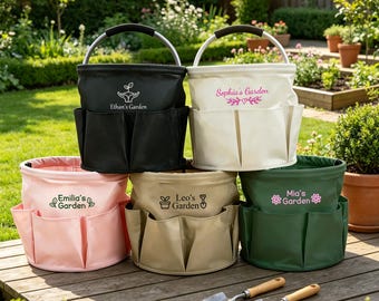 Embroidered Garden Tool Tote Organizer, Personalized Gardening Tool Bag, Custom Garden Tote, Gardening Gift For Women, Mothers Day Gifts