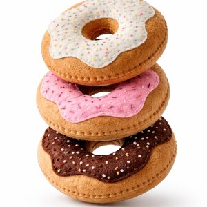 Handmade, large felt donut set (3) for fun play
