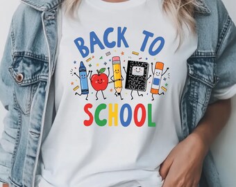 First Day of School T-Shirt,Back to School Shirt, Cute School Supplies Tee,Back To School Teacher Adult Youth Shirt,