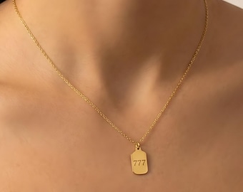 Personalisierte Gold Initial Tag Halskette, 14K Gold gefüllter zierlicher Buchstabe Charme, minimalistischer kundenspezifischer Namensschmuck, Buchstabenhalskette
