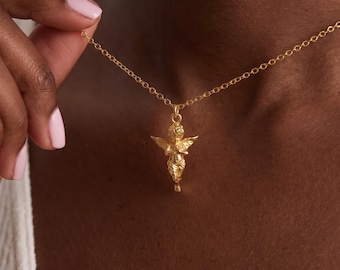 Gold Baby Angel Pendant Necklace, Baby With Wings Necklace, 3D Cherub Pendant, Guardian Angel Necklace, Miscarriage Gift, Baby Loss Memorial