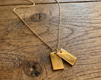 Tiny Bar Name Necklace Custom Name Tag Necklace Bar Name Necklace Stainless Steel Engraved Letter Pendant Everyday Necklace