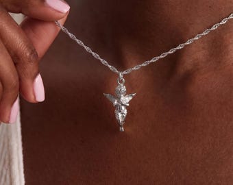 Tiny Baby Angel Necklace, Guardian Angel Necklace, 3D Cherub Pendant, Loss of Baby Necklace, Forget me Not Necklace, Miscarriage Gift