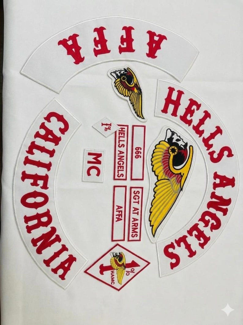 California Biker Patch Set Winged Skull Rockers Red White MC Vest Jacket New - Etsy