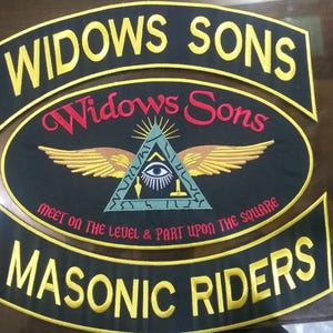 Widows Sons Masonic Riders Patch Set: Embroidered Biker Vest Emblem