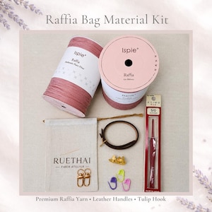 Terra Trio Premium Raffia Bag Making Kit | Crochet DIY Material Kit with Japanese Tulip Hook, Leather Strap & Protective Gift Packaging
