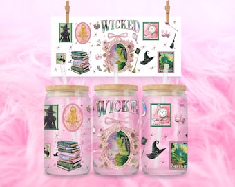 Shiz University 16oz Glass Wrap – Elphaba and Glinda Wicked Sisters (PNG Download)