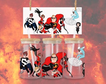 Super Family It’s Showtime! 16oz Libbey Can Glass Wrap (PNG Download)