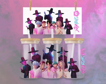 KPOP Demon Hunters Villains Saja Boys 16oz Glass Tumbler Cup Wrap