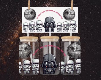 Cute Galactic Empire 16oz Cup Wrap | Chibi Villain & Soldiers (PNG Download)