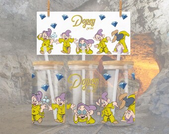 The Favorite Dwarf 16oz Glass Wrap – Dopey Glitter & Gemstones (PNG Download)
