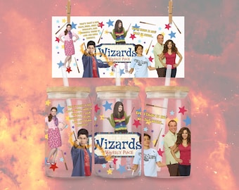 Wizards of the Place 16oz Libbey Glass Can Wrap | Y2K Disney Channel (PNG Download)