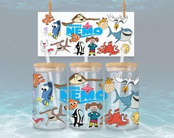 Under the Sea Reef Friends 16oz Glass Tumbler Wrap – Fish & Turtle (PNG Download)