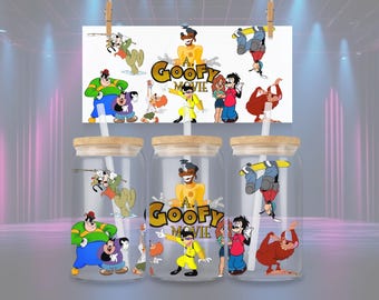 A Goofy Movie 16oz Glass Tumbler Wrap – Max, Powerline & Roxanne (PNG Download)