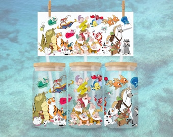 Supporting Stars 16oz Glass Wrap - Disney Sidekick Ensemble (PNG Download)