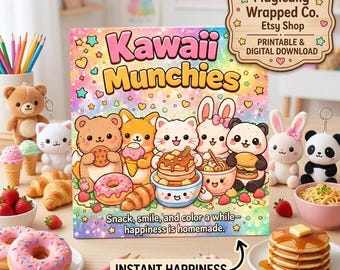 Kleurboek Kawaii Snack | Dieren, voedselpagina's (digitale download)
