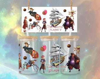 Solar Surfer 16oz Libbey Can Glass Wrap – Treasure Planet Full Cast (PNG Download)