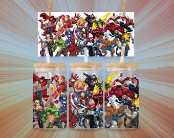 Marvel Universe 16oz Glass Wrap – Avengers Cluster (PNG Download)