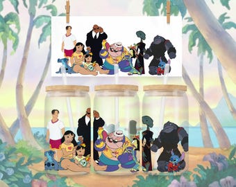 Ohana Means Family 16oz Libbey Can Glass Wrap (PNG Download)