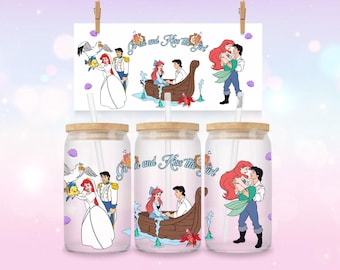 La Sirenita: Historia de amor en vaso de 473 ml (16 oz) – Príncipe Eric y Ariel (Descarga PNG)