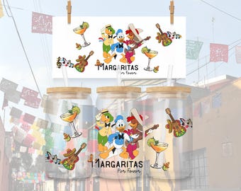 We Are Three Caballeros 16oz Libbey Can Glass Wrap – Margaritas Please (PNG Download)