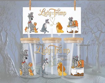 Bella Notte 16oz Libbey Can Glass Wrap – Lady & Tramp Romance (PNG Download)