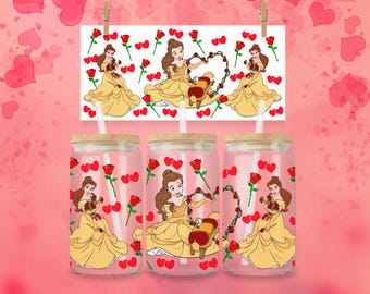 Enchanted Rose 16oz Glass Wrap – Belle (PNG Download)