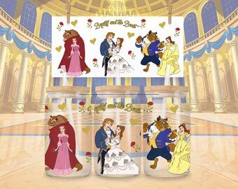 Beauty and the Beast 16oz Glass Can Wrap – Belle PNG (Digital Download)