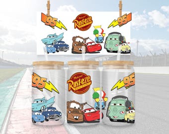 Route 66 Radiator Springs 16 Unzen Glasbecher Wrap - Autos (PNG Download)
