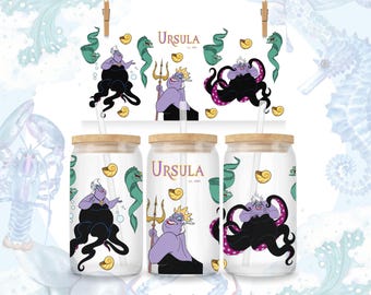 Ursula The Sea Witch 16oz Glass Wrap – Little Mermaid Villain (PNG DOwnload)
