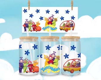 Tubby Mobile Retro Kids TV Show 16oz Glass Wrap – Teletubbies & Friends (PNG Downo