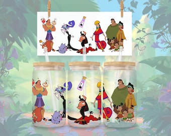 Emperor’s New Groove 16oz Glass Wrap – Kuzco, Kronk & Yzma (PNG Download)