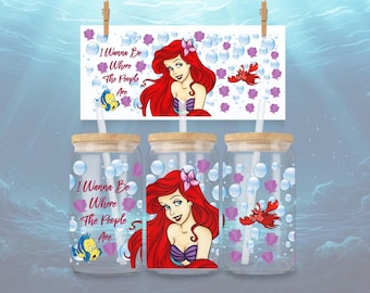 Part of Your World 16oz Libbey Can Glass Wrap - Ariel (PNG Download)