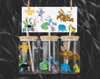 Ants in Charge Bugs Life 16oz Glass Cup Wrap (PNG Download)