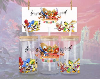 We Are Three Caballero 16oz Libbey Can Glass Wrap – Mexican Fiesta (PNG Download)