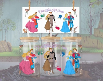 Briar Rose Once Upon a Dream 16oz Libbey Can Glass Wrap (PNG Download)