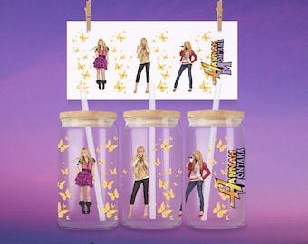 Hannah Montana vlinderbeker wrap, PNG – Y2K nostalgie bekerontwerp (digitale download)