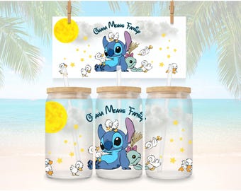 Stitch and Ducklings 16oz Glass Wrap – Lilo & Stitch (PNG Download)