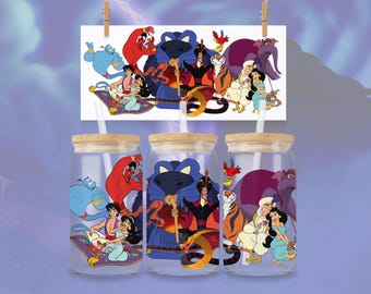 Aladdin Cave of Wonders 16oz Glass Tumbler Cup Wrap (PNG Download)